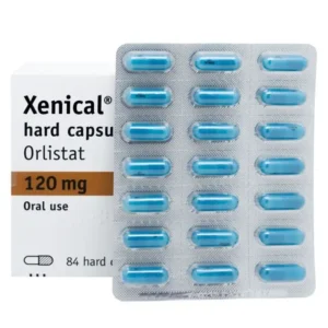 A box of Xenical capsules used for weight loss from Online Mens Clinic